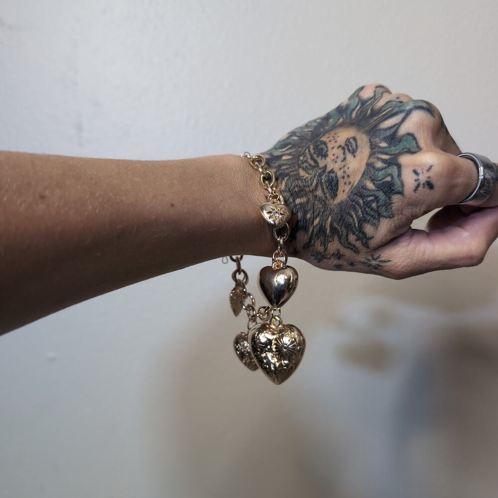 Gold Heart Charm Bracelet Fairycore